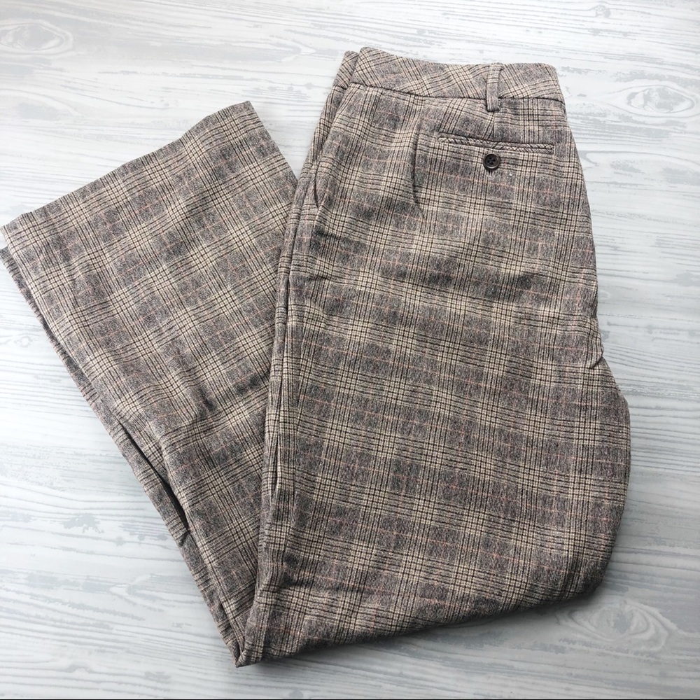 Saks 5th Avenue, Wide-Leg, Wool Glen Plaid Slacks